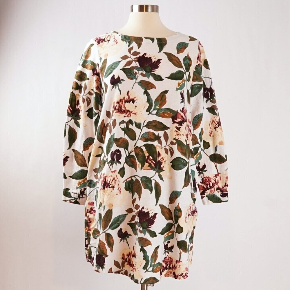 All Over Floral Print Cotton Shift Dress - Picture 1 of 7